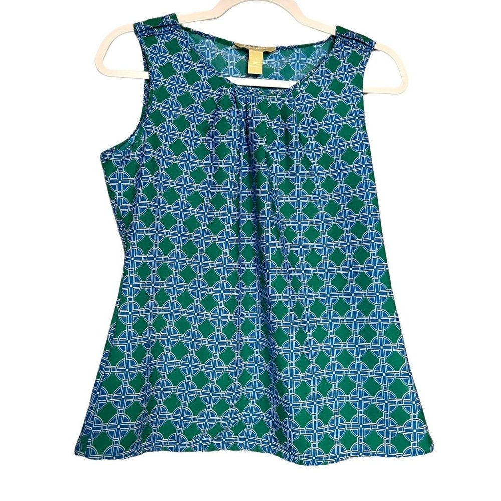 Banana Republic Sleeveless Loose Fit Blue Green Shirt Womens Size Small - Picture 1 of 3